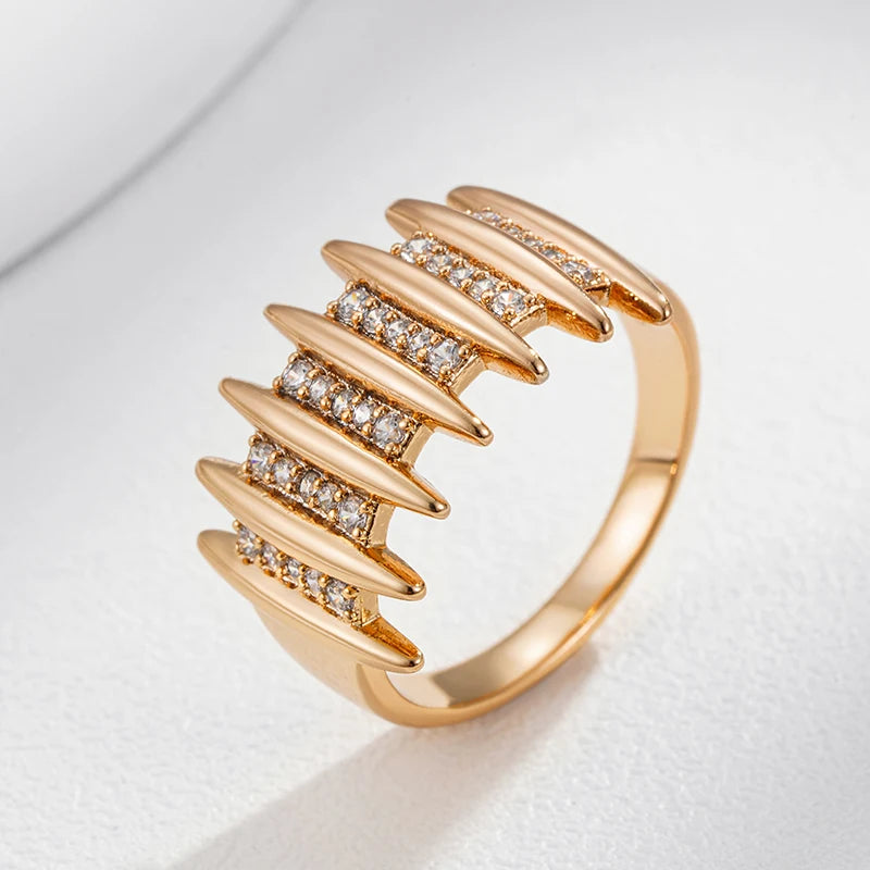 Major flare Rose Gold Plated Geometric Ring - Unique Blend of Elegance and Modernity Jewellery Major flare Rose Gold Plated Geometric Ring - Unique Blend of Elegance and Modernity Jewellery